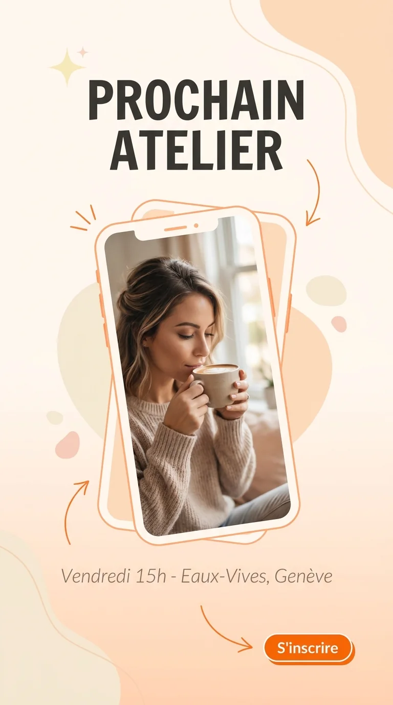 Exemple Story 9:16 créé sur Canva à Genève