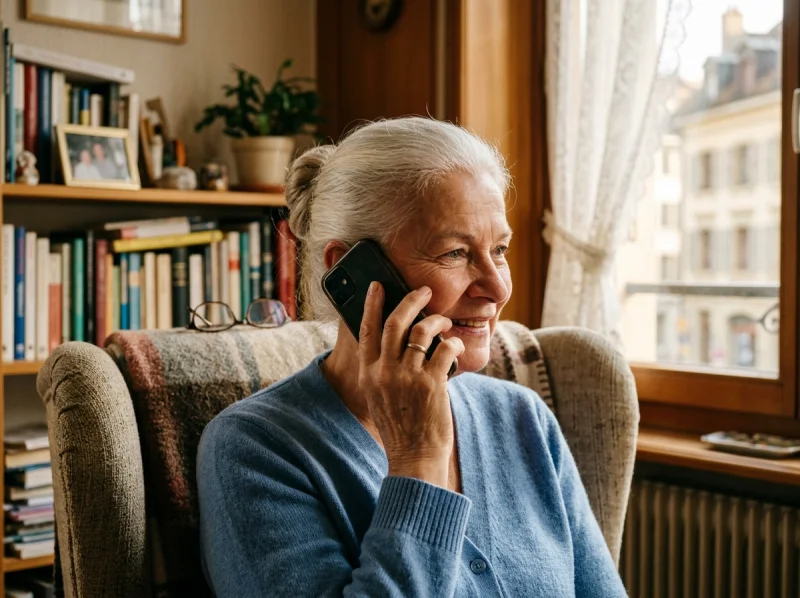 Senior client in Geneva calling Cours-Informatique.ch for computer repair at home