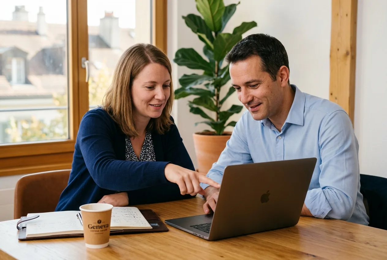 Excel and Office 365 corporate training in Geneva, trainer and manager side by side