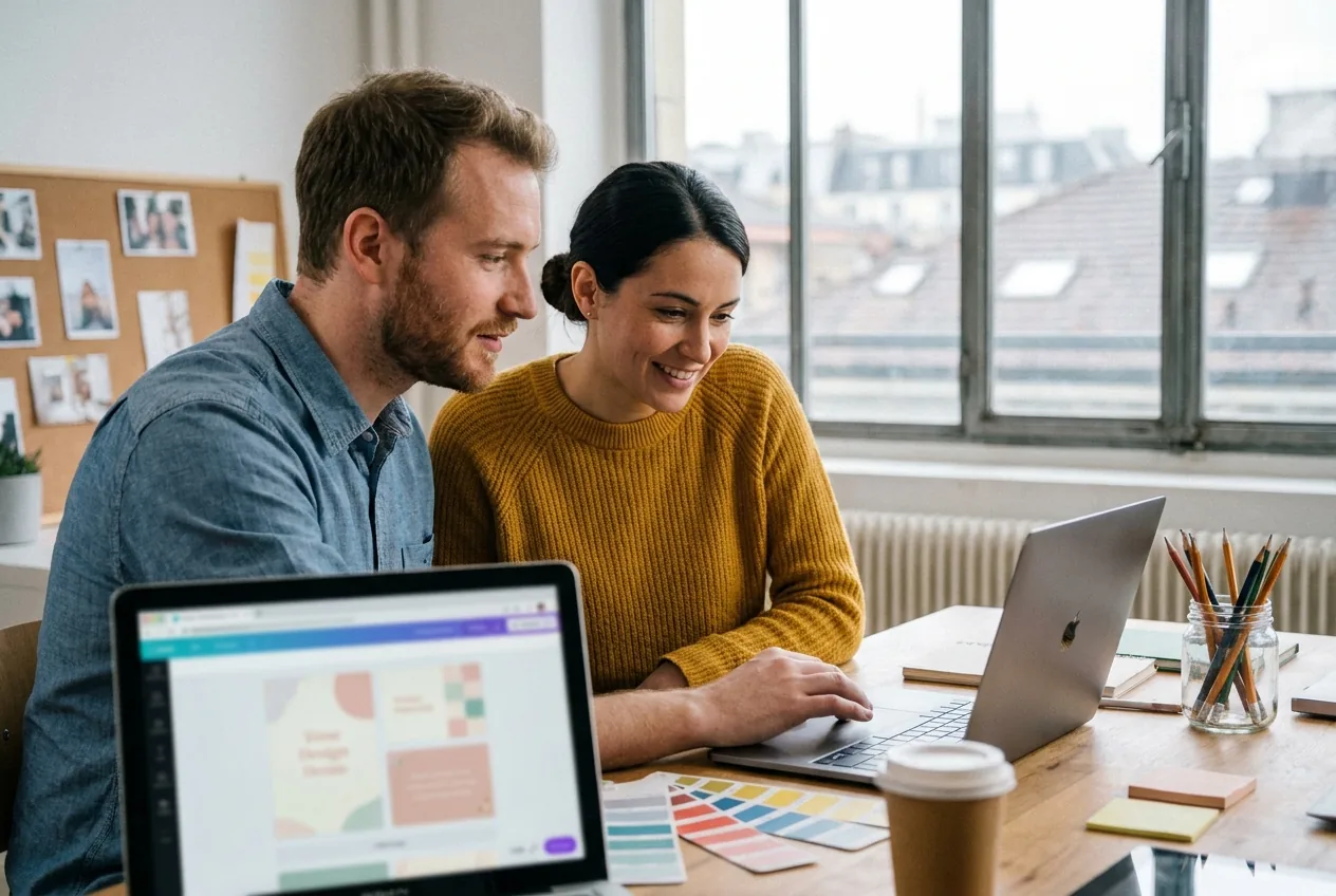 Canva training for an SME communications team in Geneva, brand kit and templates
