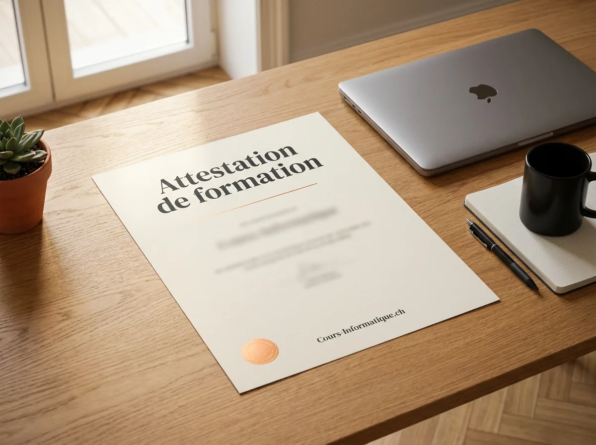 Attestation de suivi Cours-Informatique.ch, Formation programmation Python JavaScript à Genève