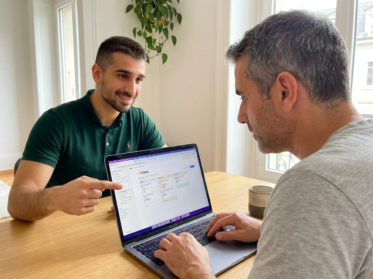 Notion lesson at home in Geneva, building a workspace