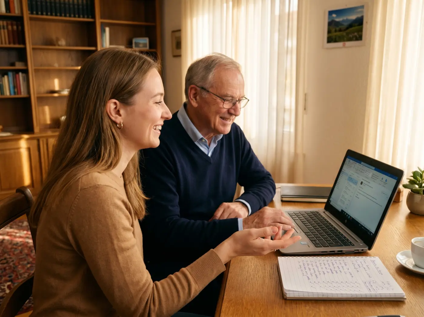 Cours ordinateur Mac et PC à domicile à Genève, formatrice et senior sur MacBook