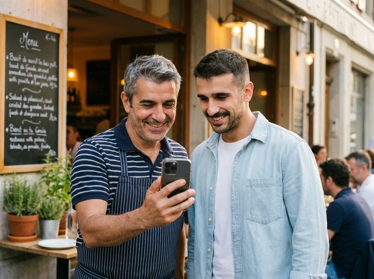 David, formateur Cours-Informatique.ch, partage le Reel Instagram publié qui performe avec un restaurateur genevois fier