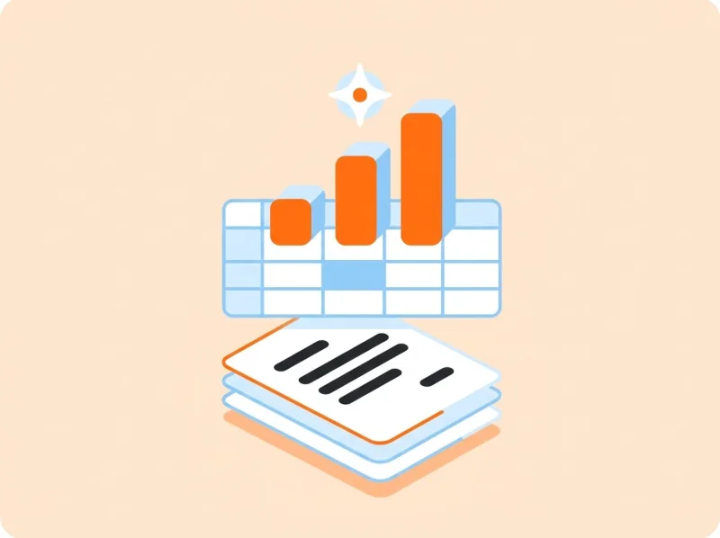 Des documents empilés, un tableau et un graphique qui en ressort