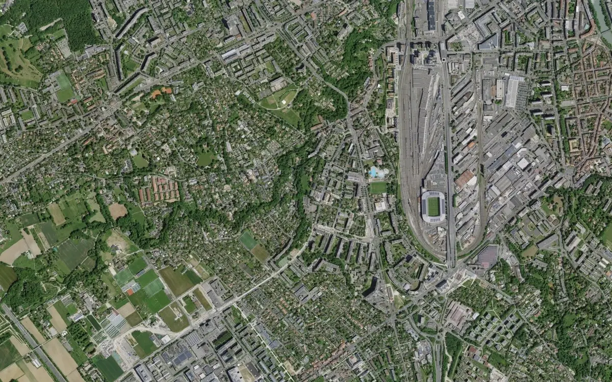 Aerial view of Lancy, Geneva, the area covered for home computer lessons