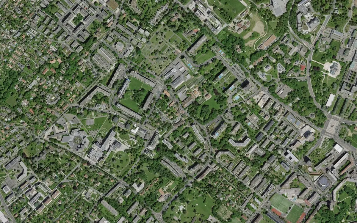 Aerial view of Petit-Saconnex, Geneva, the area covered for home computer lessons