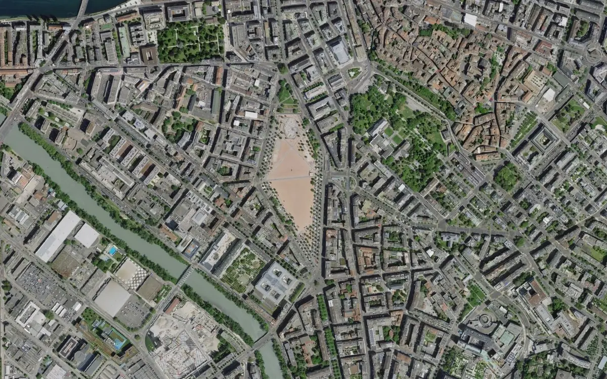 Aerial view of Plainpalais, Geneva, the area covered for home computer lessons